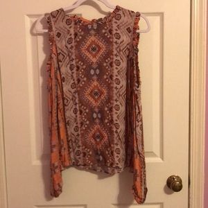 Cold shoulder long sleeve blouse